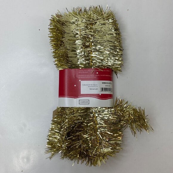 Holiday Time Tinsel Garland Champagne 15 Feet New Flame Retardant USA Made Decor - Picture 3 of 5